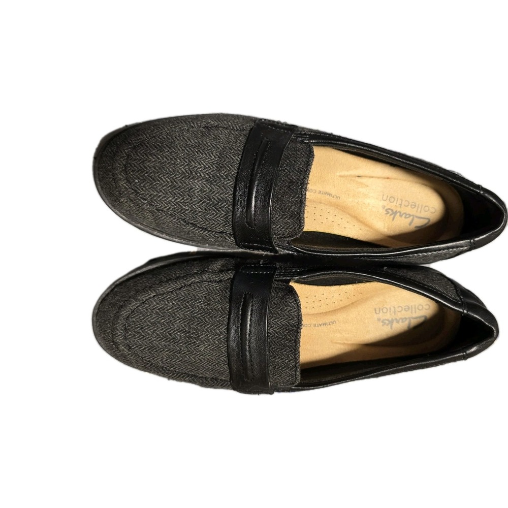 Clarks Collection Women's Grey Herringbone Loafers Size 6.5 W Ultimate Comfort